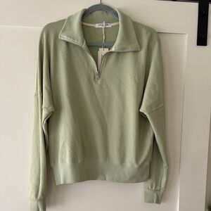 NWT Perfect White Tee Maren Zip Sweatshirt, Pistachio Sz Small